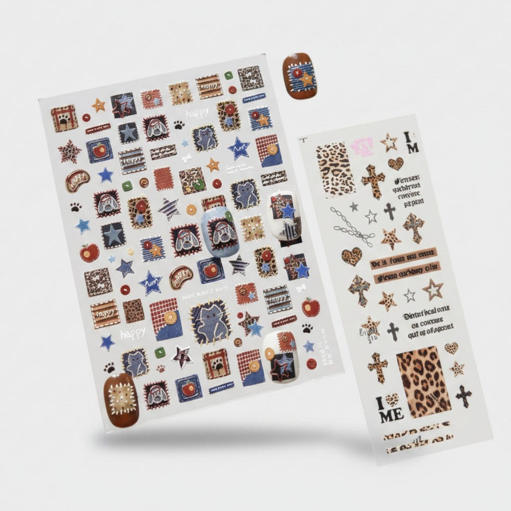 Vintage Stamp Star Heart Sticker Sheet Set – Korean beauty tool (view 1)