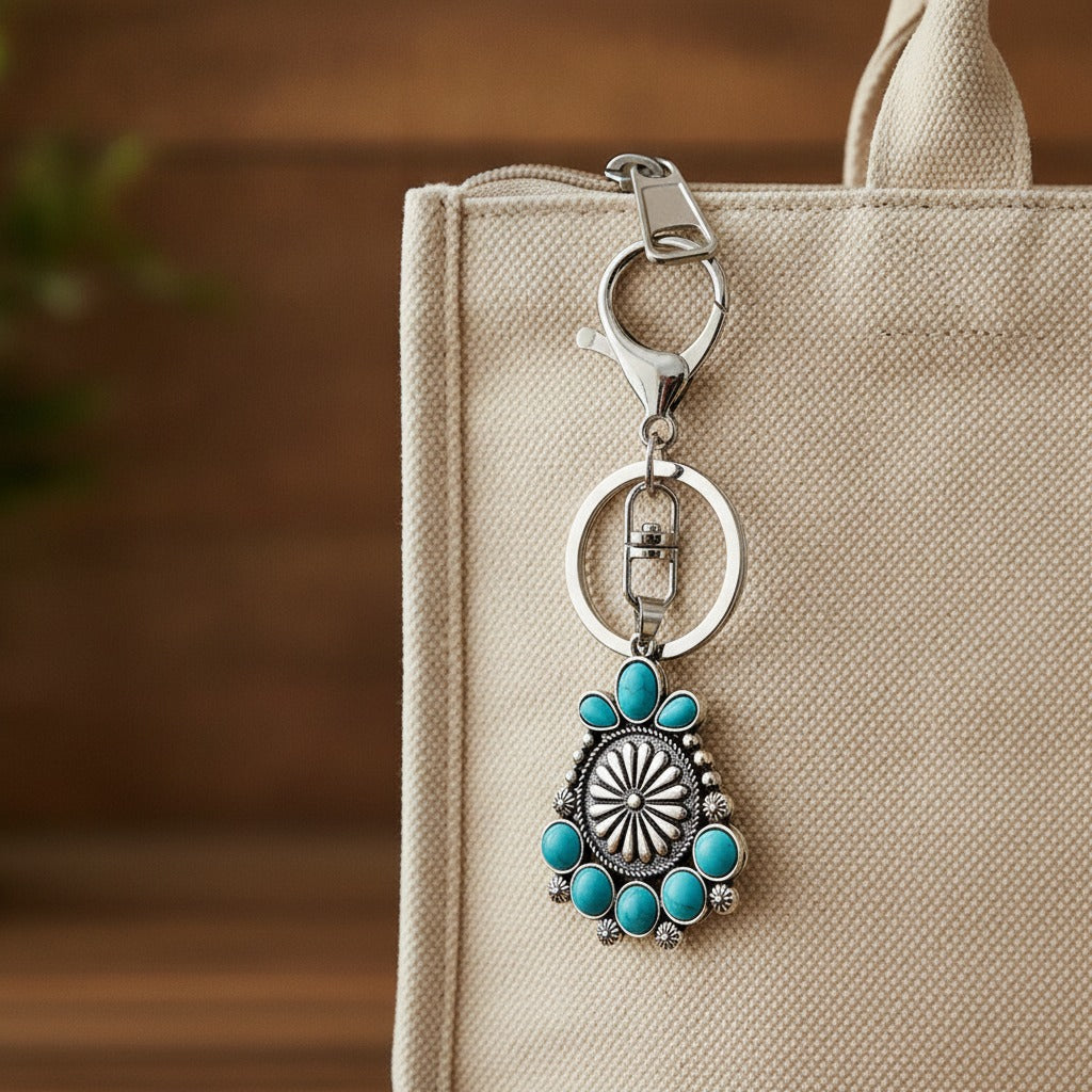 Turquoise Western Horseshoe Keychain - Type 4