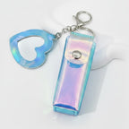 Holographic Heart Charm Keychain - Blue