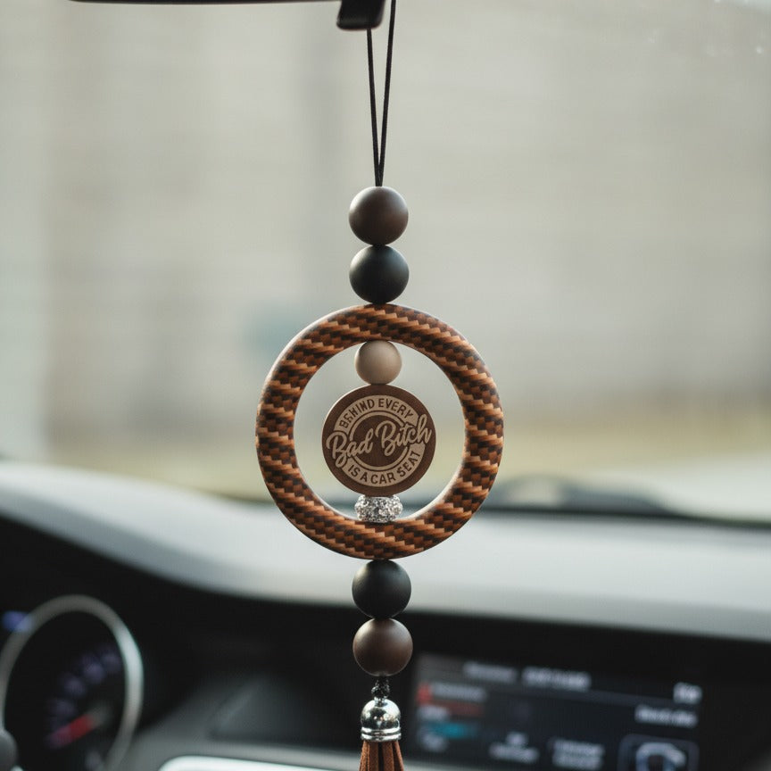 Bad Bitch Car Seat Keychain - Orange Weave