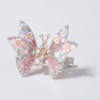 Sparkle Butterfly Hair Claw - Floral Pink