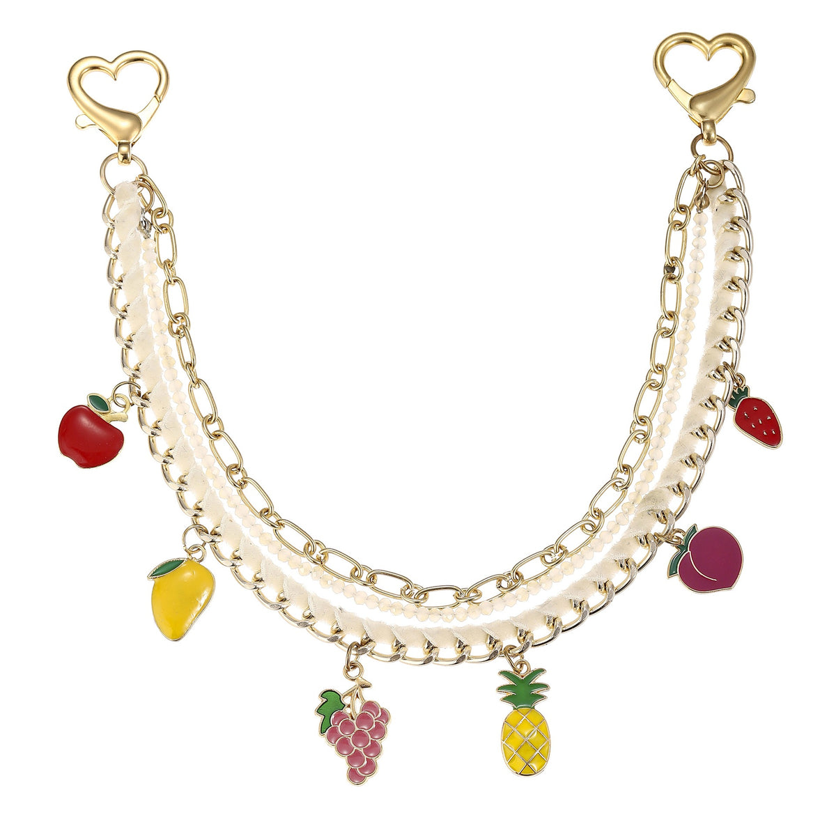 Fruit Multi Layer Bag Chain Charm Handbag Accessory - Gold