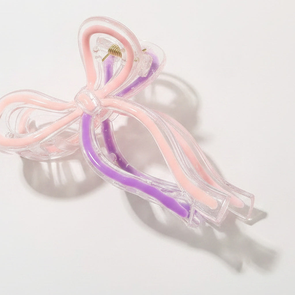 Bow Hair Claw Clip - Ombre Purple Pink – hair accessories (view 1)