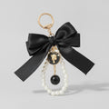 Coin Pearl Bow Bag Charm - Black
