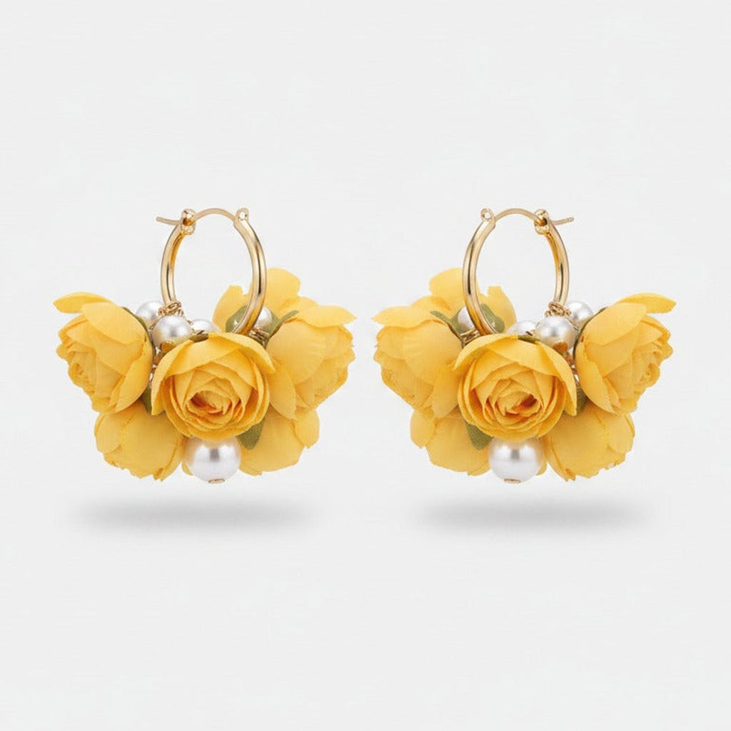 Pom Pom Petal Drop Earrings - Type 17