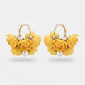 Pom Pom Petal Drop Earrings - Type 17