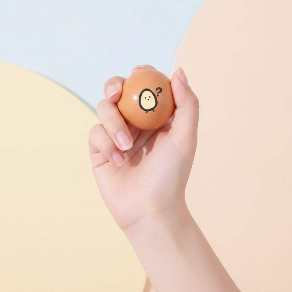 Cracked Egg Squishy Toy - Natural - squeeze in hand