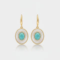 Turquoise & Pearl Drop Earrings Turquoise Leverback