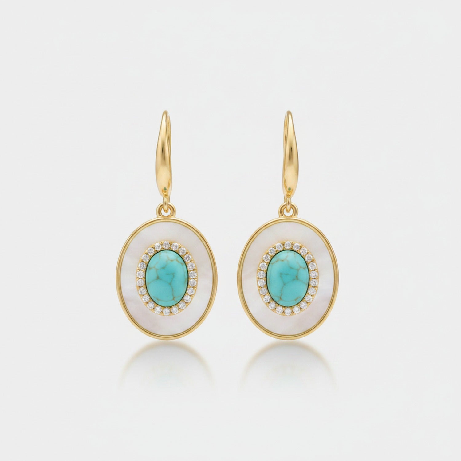 Turquoise & Pearl Drop Earrings Turquoise Leverback