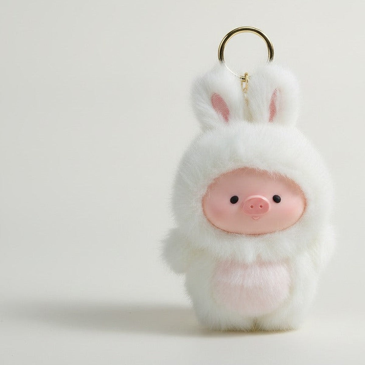 Fluffy Pig Bunny Keychain Charm – novelty & toys (view 1)