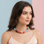 Chunky Colorful Beaded Necklace - Jewel Mix Alt