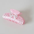 Pink Velvet Hair Claw With Rhinestone Bow – hair accessories (view 1)