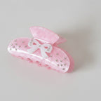 Pink Velvet Hair Claw With Rhinestone Bow – hair accessories (view 1)