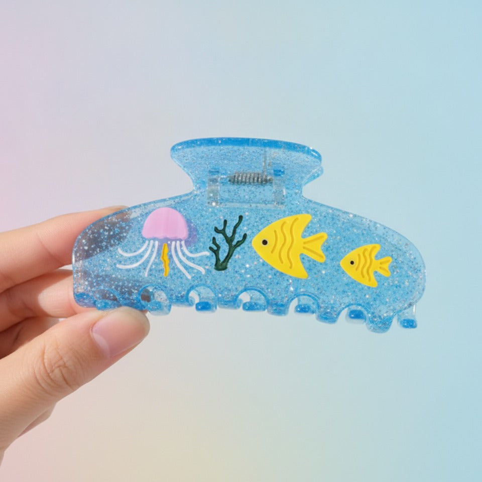 Ocean Vibes Mini Hair Claw - Blue Ocean