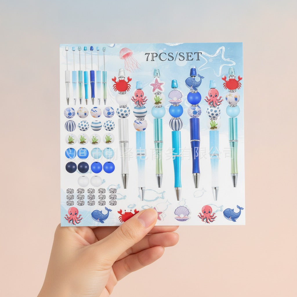 Beaded Charm Pen Set - Ocean Mix