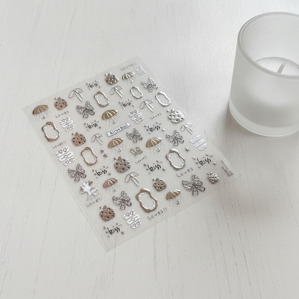 Nail Art Sticker Sheet - Gold