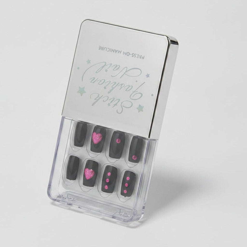 One Good Morning Press-On Nails Set - Black & Pink