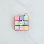 Pastel Block Keychain with Charm - Soft Pink