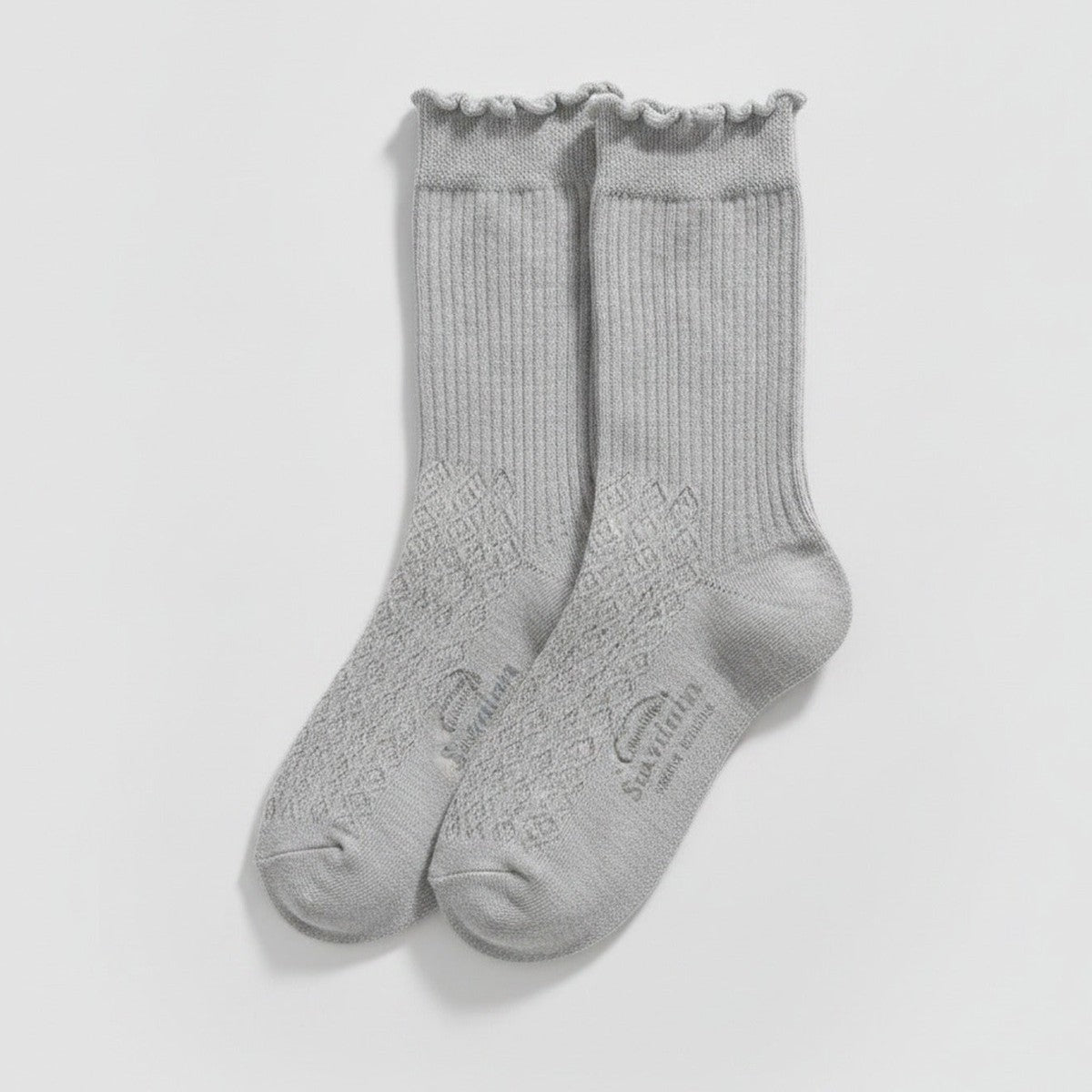 Light Gray Ribbed Crew Socks – apparel accessories (view 1)