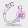 Purple Acrylic Keyring With Beaded Chain And Bow Charm – novelty & toys (view 1)