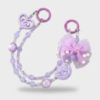 Purple Acrylic Keyring With Beaded Chain And Bow Charm – novelty & toys (view 1)