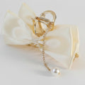 Cream Pearl Charm Bow Hair Claw – hair accessories (view 1)