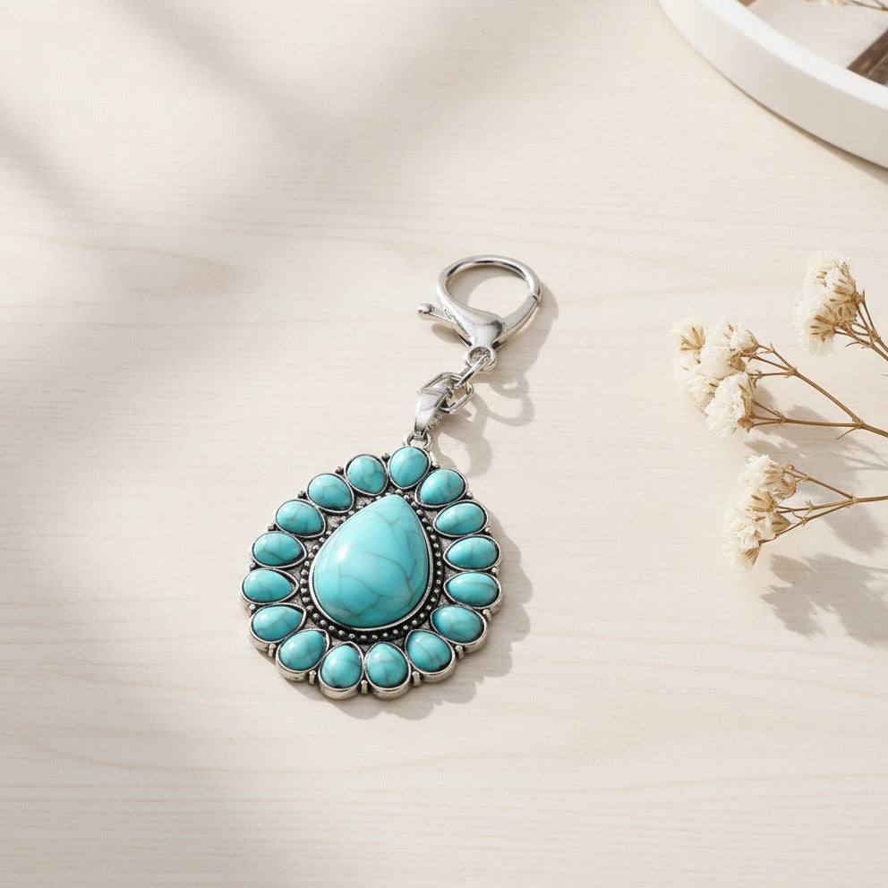 Turquoise Teardrop Statement Keychain