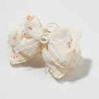 Cream Floral Lace Hair Claw With Pearl – hair accessories (view 1)