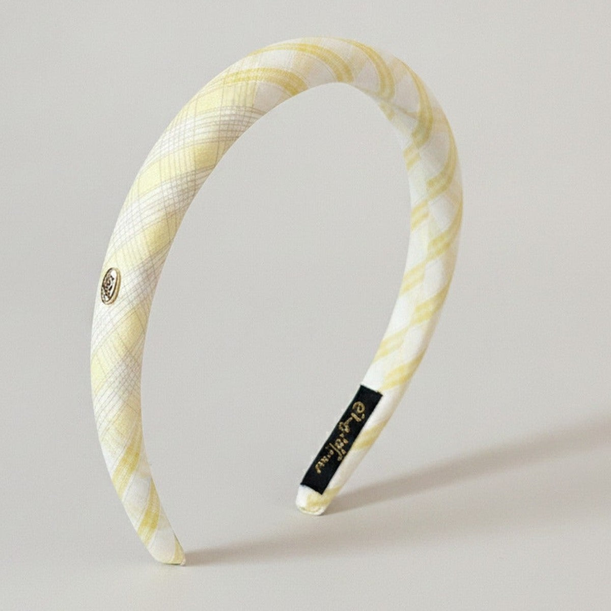 Yellow Gingham Padded Headband With Charm – hair accessories (view 1)