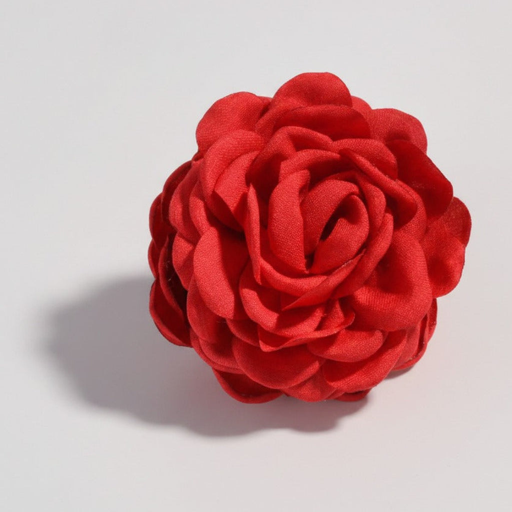 Rose Bloom Hair Claw - Red