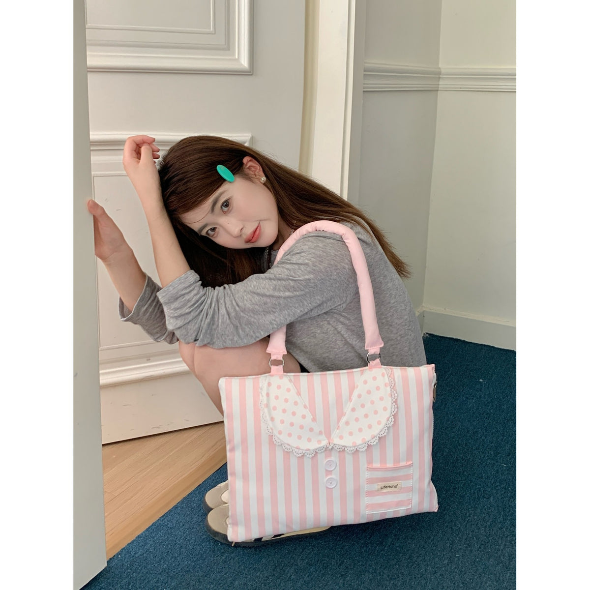 Striped Shirt Laptop Sleeve Lace MacBook iPad Case - Pink
