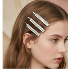 Sparkly Silver Hair Clip Set Silver Round Crystal
