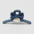 Textured Hair Claw With Velvet Bow - Blue – hair accessories (view 1)