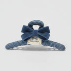 Textured Hair Claw With Velvet Bow - Blue – hair accessories (view 1)