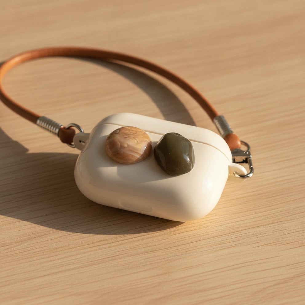 Mini Shoulder Bag AirPods Case - Cream with Blush & Olive Gems (for AirPods Pro 3)