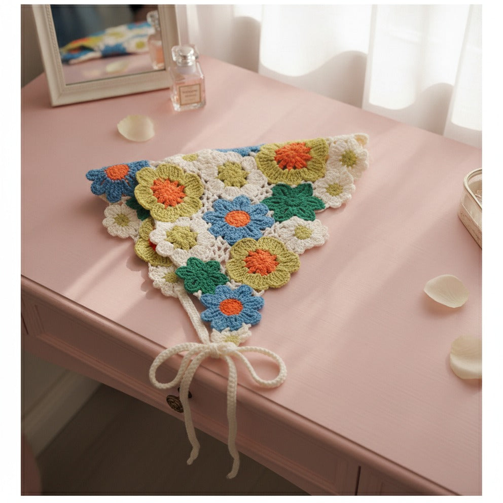 Embroidered Floral Mini Bonnet Headwrap - Type A
