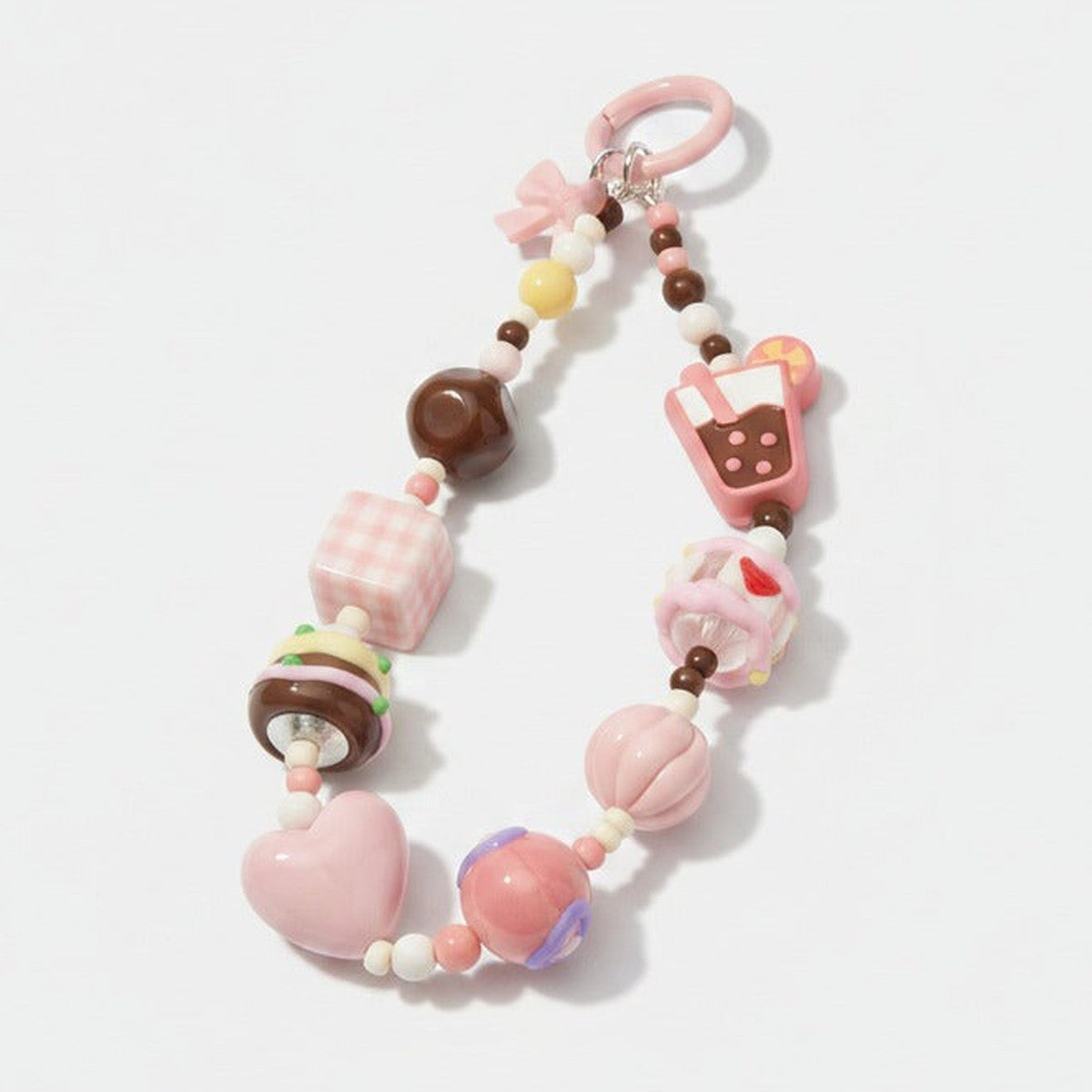 Boba Beaded Charm Keychain - Rose Red