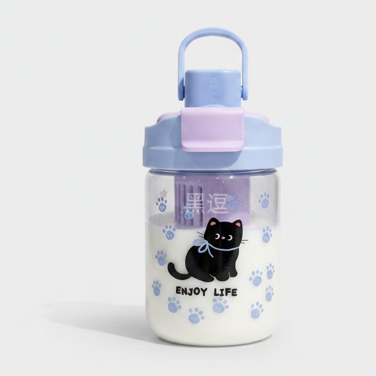 Black Cat Paw Print Water Bottle With Handle – novelty & toys (view 1)