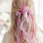 Star Charm Ballet Ponytail Clip Set Rose Red