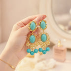 Turquoise Statement Drop Earrings Turquoise