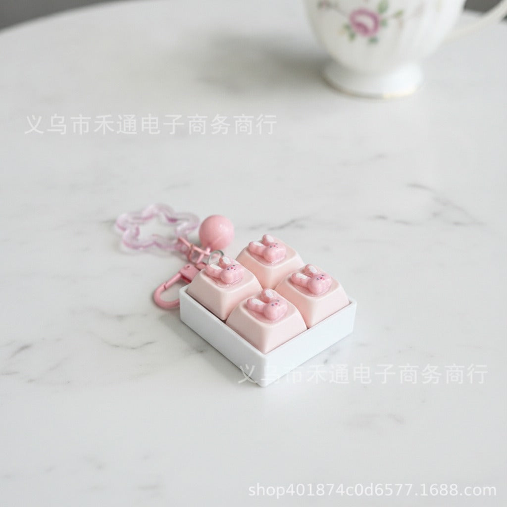 Cute Critter Keychain Set - Pink Bunny