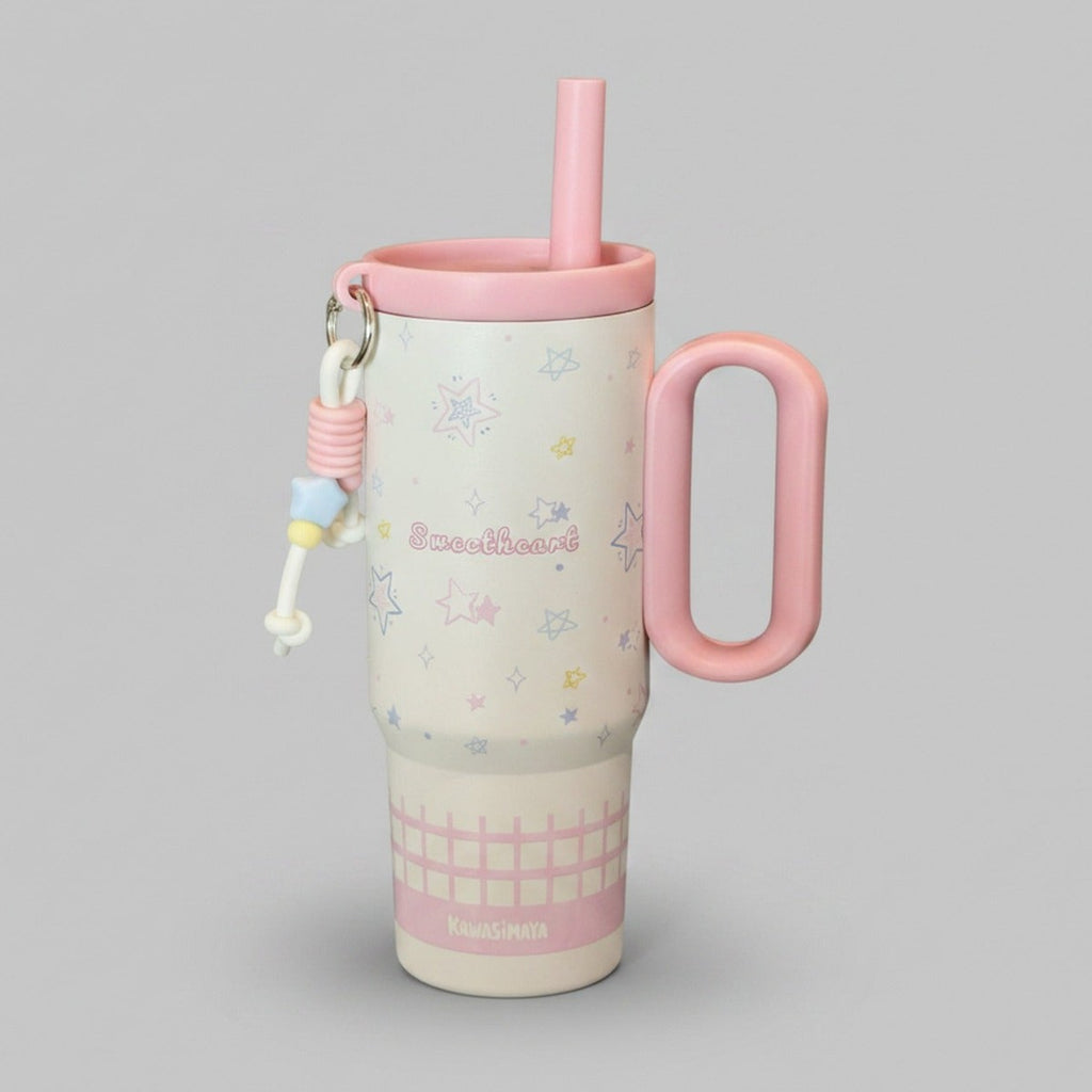 Pastel Pink Star Charm Tumbler With Handle – novelty & toys (view 1)