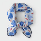 Blue Heart Print Scarf With Lace Trim – scarves & belts (view 1)