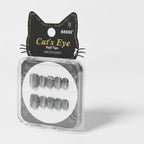 Cat's Eye Nail Tips Press-On Set - Silver Shimmer