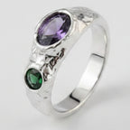 Dual Gem Statement Ring - Purple & Green