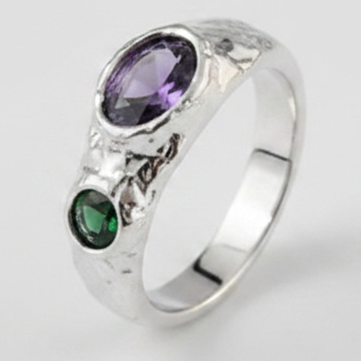 Dual Gem Statement Ring - Purple & Green