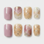 Botanical Press-On Nail Set - Dusty Rose & Gold