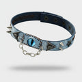 Blue Leather Choker With Spikes And Cat Eye Charm – jewelry (view 1)