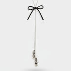 Silver Lariat Necklace With Black Bow – jewelry (view 1)