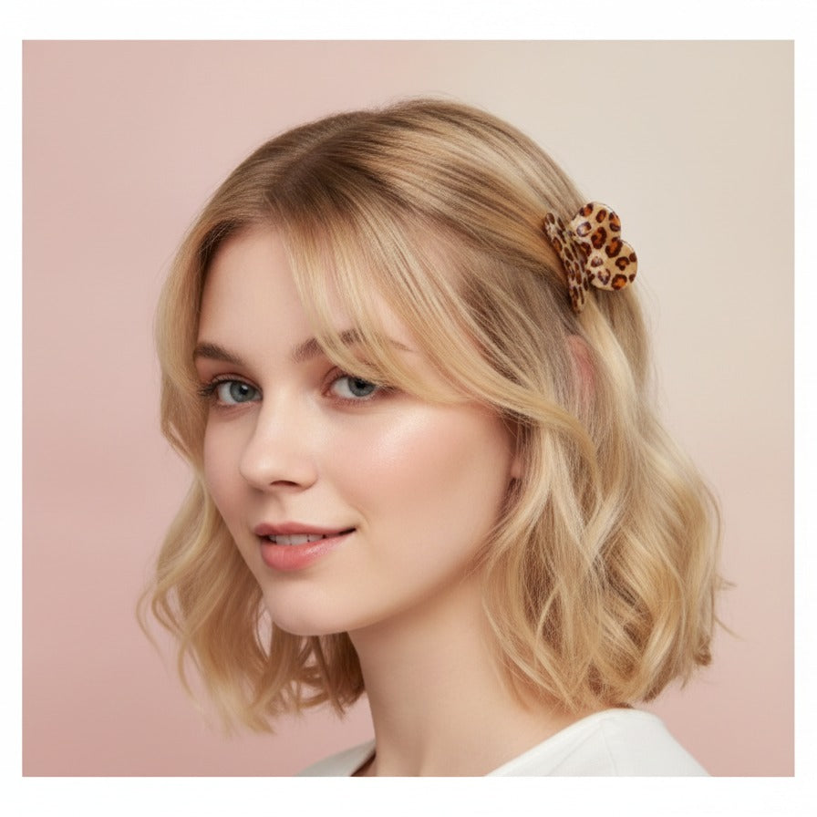 Polka Dot Bone Hair Claw - Leopard